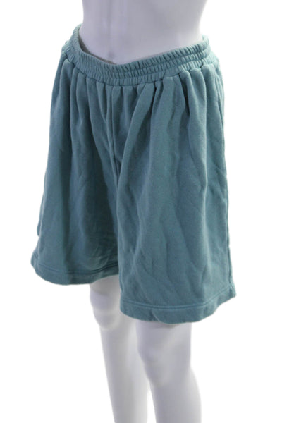 Ilana Kohn Womens Pull On High Rise Sweat Shorts Blue Cotton Size Large