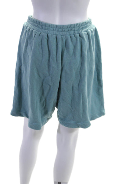 Ilana Kohn Womens Pull On High Rise Sweat Shorts Blue Cotton Size Large