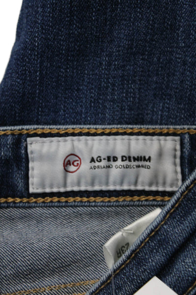 AG-ED Denim Womens Cotton Skinny Leg Patched Zipped Closure Jeans Blue Size 23