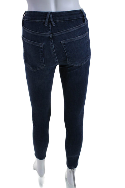 Good American Womens Skinny Leg Medium Washed Buttoned Zip Up Jeans Blue Size 0