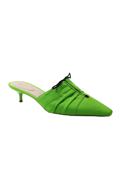 Rosie Assoulin Womens Pointed Toe Slide On Mules Pumps Lime Green Size 39.5 9.5