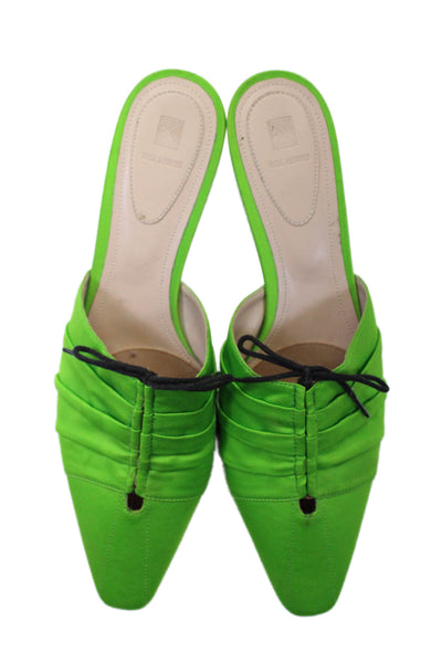 Rosie Assoulin Womens Pointed Toe Slide On Mules Pumps Lime Green Size 39.5 9.5