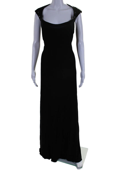 Badgley Mischka Womens Sweetheart Neckline Sequence Accented Dress Black Size 12