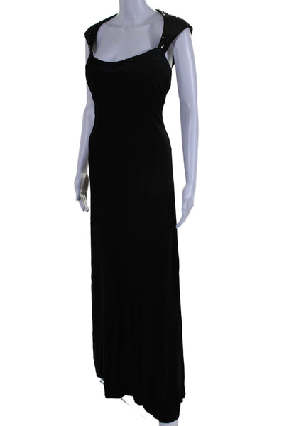 Badgley Mischka Womens Sweetheart Neckline Sequence Accented Dress Black Size 12