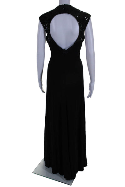 Badgley Mischka Womens Sweetheart Neckline Sequence Accented Dress Black Size 12