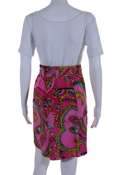 Lilly Pulitzer Womens Silk Floral Printed Belted Waist Tied Skirt Pink Size L