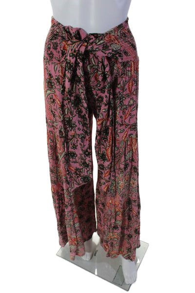 FP One by Free People Womens High Rise Floral Wide Leg pants Pink Size XS