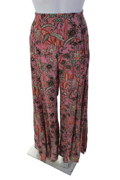 FP One by Free People Womens High Rise Floral Wide Leg pants Pink Size XS