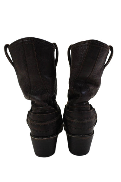 Frye Womens Leather Slouchy Block Heel Ankle Boots Brown Size 7
