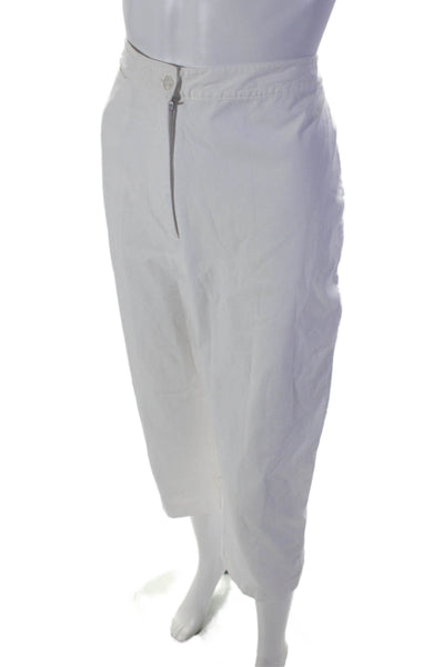 Lilly Pulitzer Womens Embroidered Cotton Button Zip Wide Leg Pants White Size 12