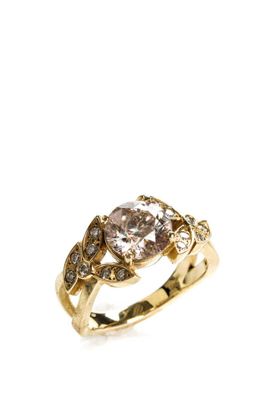 Designer Womens 14K Yellow Gold Diamond Ring Size 8 7.3g