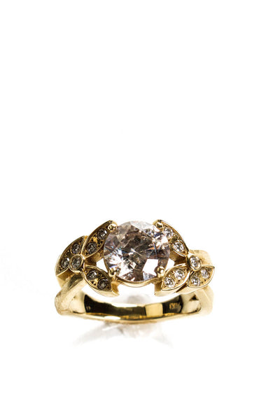 Designer Womens 14K Yellow Gold Diamond Ring Size 8 7.3g
