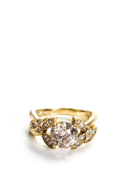 Designer Womens 14K Yellow Gold Diamond Ring Size 8 7.3g