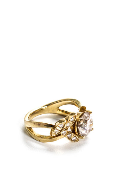 Designer Womens 14K Yellow Gold Diamond Ring Size 8 7.3g