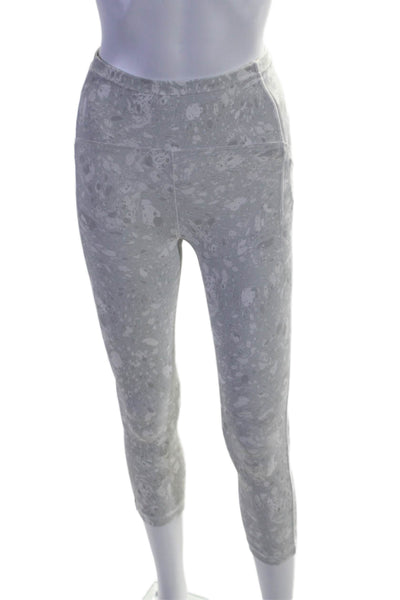 Lululemon Womens Abstract Print Mid-Rise Cropped Activewear Leggings Gray Size 4