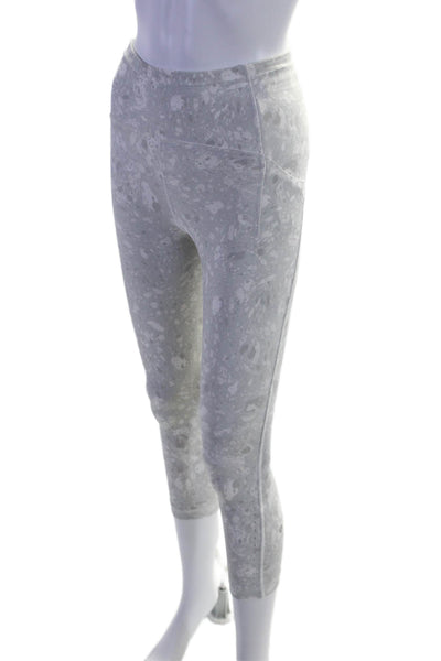 Lululemon Womens Abstract Print Mid-Rise Cropped Activewear Leggings Gray Size 4