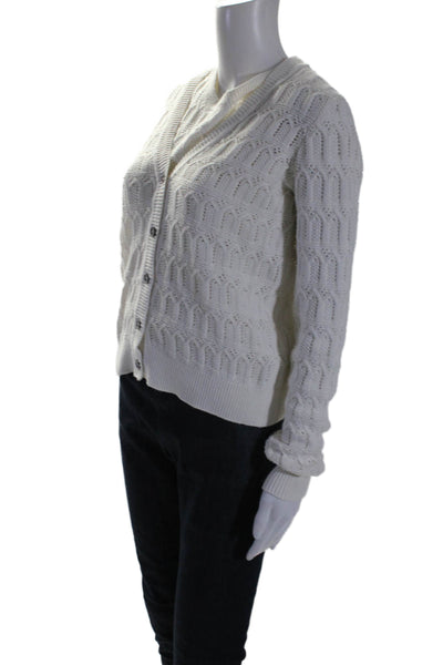 Minnie Rose Women's V-Neck Long Sleeves Two Piece Sweater Set White Size XS