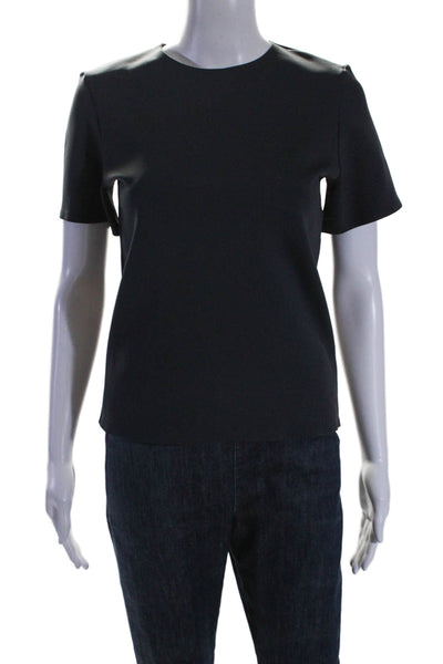 The Row Women's Round Neck Short Sleeves Boxy Zip Closure Blouse Gray Size XS