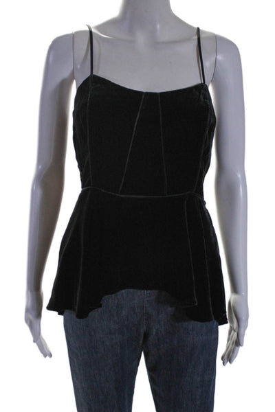 Veronica Beard Women's Scoop Neck Spaghetti Straps Peplum Tank Top Black Size 2