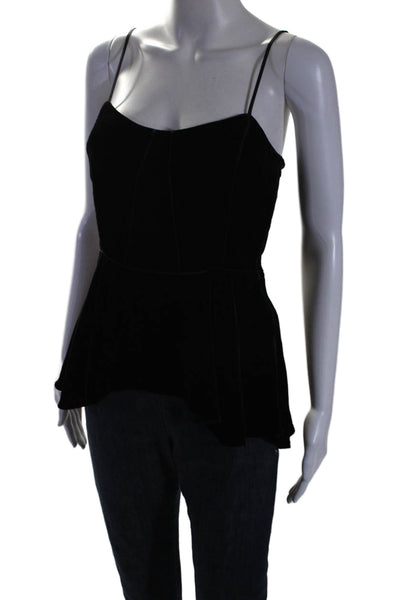 Veronica Beard Women's Scoop Neck Spaghetti Straps Peplum Tank Top Black Size 2