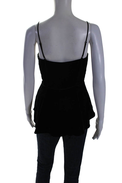 Veronica Beard Women's Scoop Neck Spaghetti Straps Peplum Tank Top Black Size 2