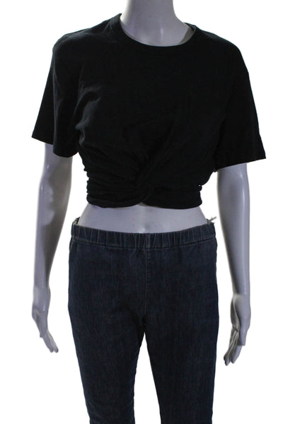 T Alexander Wang Women's Short Sleeves Pocket Cinch T-Shirt Black Size XS