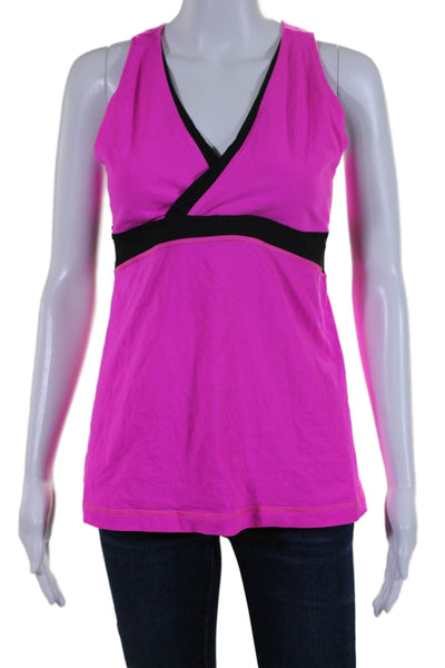 Lululemon Womens V Neck Sleeveless Double Breasted Athletic Rank Top Pink Size L