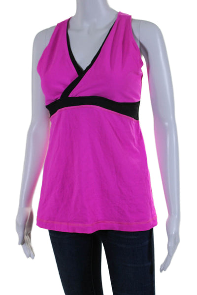 Lululemon Womens V Neck Sleeveless Double Breasted Athletic Rank Top Pink Size L