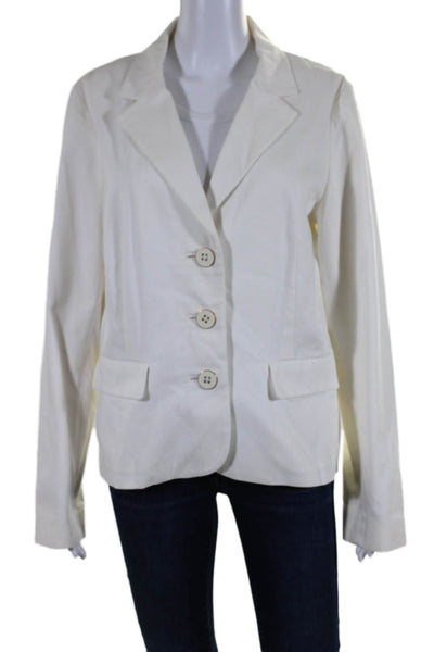 Lilly Pulitzer Womens Cotton Charmed Button Accented Blazer White Size 12