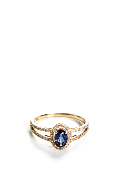 Designer Womens 14K Yellow Gold  Lab Created Blue Oval Sapphire 0.58ct Ring 1.33