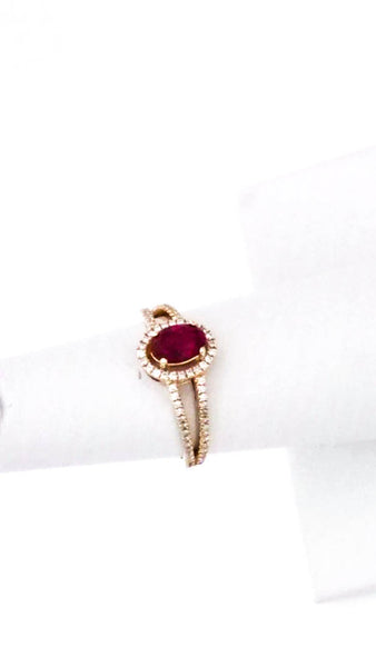 Designer Womens 14K Yellow Gold 0.58ct Lab Created Ruby Halo Ring 1.33CTW Size 5