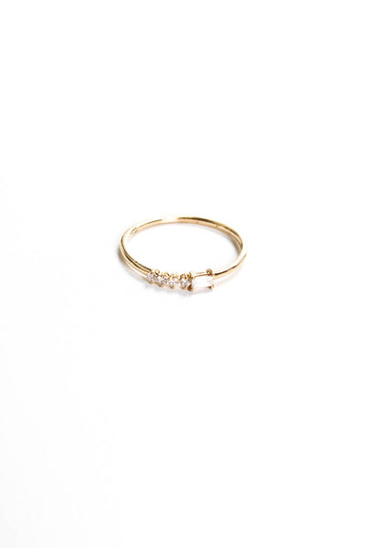 Designer Womens 14K Yellow Gold 0.14ct Lab Created Diamond Stacking Ring Size 7