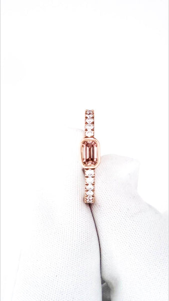 Designer Womens 14K Rose Gold 0.22ct Lab Created Pink Emerald Diamond Stacking B