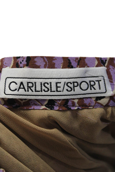 Carlisle/Sport Womens Brown Purple Snakeskin Print High Rise Belt Pants Size S