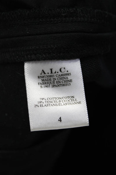 A.L.C. Womens Cotton Blend Belted High-Rise Tapered Pants Trousers Black Size 4