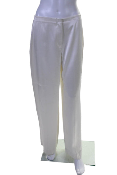 Helmut Lang Womens Flat Front High-Rise Wide Leg Pants Trousers White Size 10