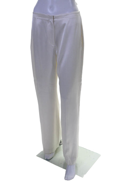 Helmut Lang Womens Flat Front High-Rise Wide Leg Pants Trousers White Size 10