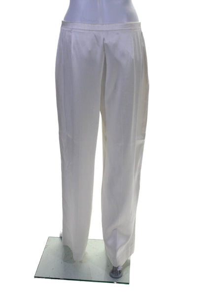 Helmut Lang Womens Flat Front High-Rise Wide Leg Pants Trousers White Size 10