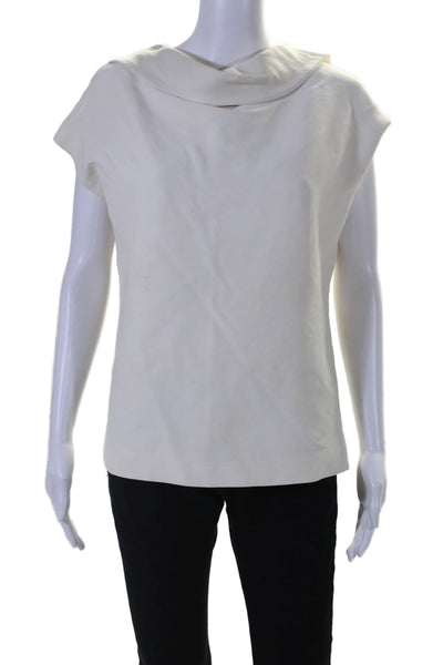 Marni Womens Short Sleeves Blouse Ivory White Cotton Blend Size EUR 40