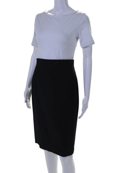 Calvin Klein Collection Womens Knee Length Pencil Skirt Black Wool Size 4