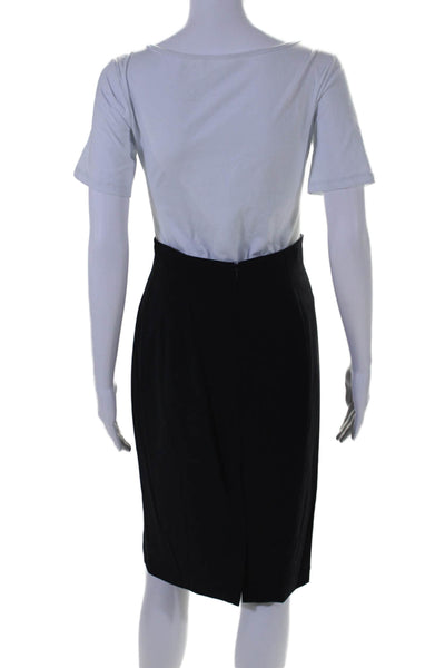 Calvin Klein Collection Womens Knee Length Pencil Skirt Black Wool Size 4