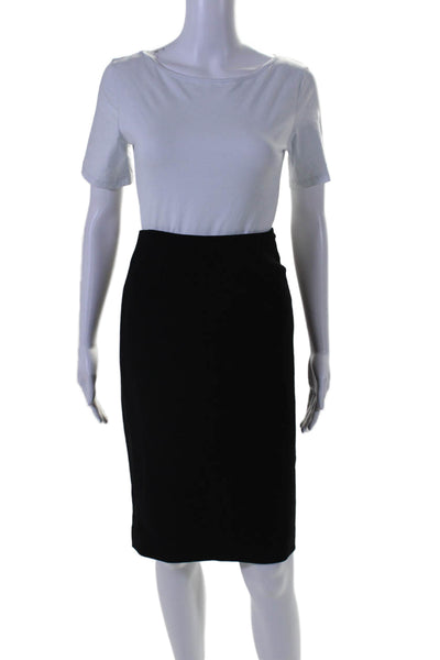 Charles Chang-Lima Womens Back Slit Knee Length Pencil Skirt Black Size 6