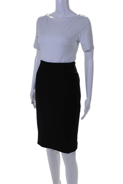 Charles Chang-Lima Womens Back Slit Knee Length Pencil Skirt Black Size 6