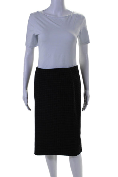 Calvin Klein Collection Womens Plaid Pencil Skirt Black Wool Blend Size 6