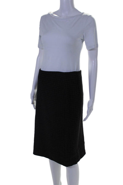 Calvin Klein Collection Womens Plaid Pencil Skirt Black Wool Blend Size 6