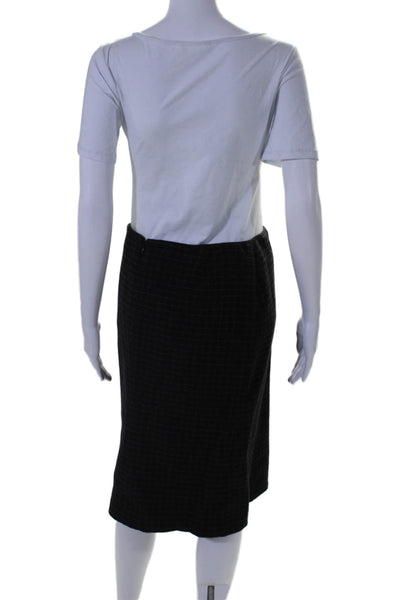 Calvin Klein Collection Womens Plaid Pencil Skirt Black Wool Blend Size 6