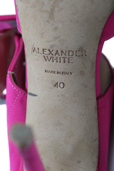 Alexander White Womens Stiletto Buckle Strap Mules Pumps Pink Canvas Size 40