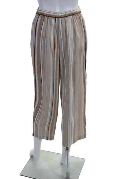 Theory Womens Satin Light Weight Drawstring Flowy Stripe Pants Brown Size 0