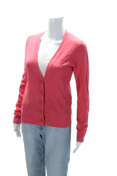 Lilly Pulitzer Womens Button Front V Neck Cardigan Sweater Pink Size Large