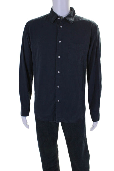 Rag & Bone Mens Navy Cotton Blend Long Sleeve Button Down Dress Shirt Size XL